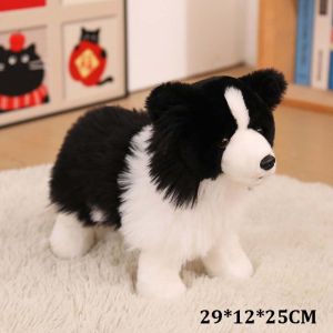 JAYQQ Simulated Dog Stuffed Animal Soft Standing Posture Kids Comforting Companion Doll High Quality Creative Border Collie Plush Toy Room Ornaments