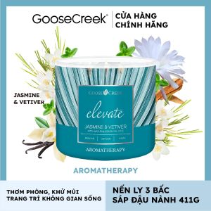 Nến ly 3 bấc sáp đậu nành Aromatherapy Goose Creek (411g) - Jasmine & Vetiver
