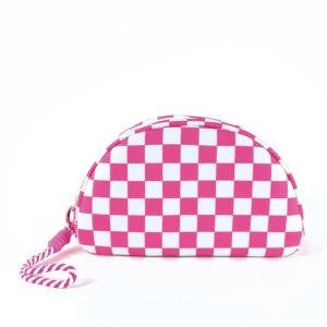 DFYER56 Waterproof Checkered Pattern Cosmetic Bag Polyester with Hand Strap Makeup Organizer Variety of Colors Lightweight Toiletry Bag Business Trip