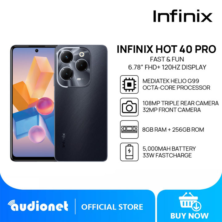 Infinix Hot 40 Pro Smartphone 8gb Ram 256gb Rom Mediatek Helio G99 678” 120hz Ips Lcd 6849