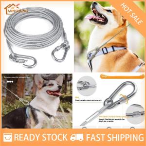 MIH ✨ COD ✨ สายจูงสุนัขสองหัวเชือกมัดพร้อมหัวเข็มขัดโลหะสายเหล็กป้องกันสนิมปลอกคอฝึกสุนัขกลางแจ้ง