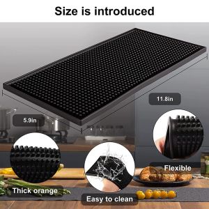 【SG Ready 】Bar Mat Black Rubber Service Bar Spill Mat Coffee Mat Runner Glass Drip Tray Beer Drink Rail Bars Service Mat 60*30 45*30 15*30 CM