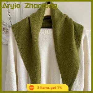 Aryio ผ้าพันคอถักไหมพรมสามเหลี่ยมสไตล์เกาหลีผ้าพันคอสตรีผ้าพันคอถักผ้าพันคอถักผ้าพันคอถักอเนกประสงค์อบอุ่น