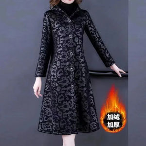 Áo khoác ấm có mũ cho mẹ trung niên thêm nhung mùa thu đông kích thước lớn 5XL áo khoác gió 2025 áo khoác dày cho nữ