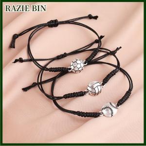 RAZIE BIN Volleyball Charm Bracelet Adjustable Woven Jewelry Volleyball Charm Bracelet Braided Rope Bracelets for