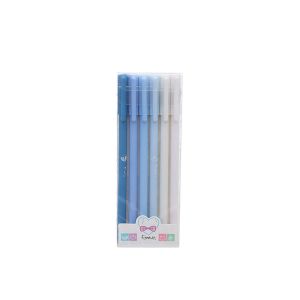MD-A48 Pulpen Gel 6IN1 Motif Polos Warna Pastel Gaya Korea / Alat Tulis Pena Cair 0.5mm / Pena
