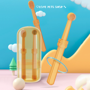 Bộ bàn chải đánh răng bằng silicon kèm kem đánh răng cho Chó Mèo Borammy - Love Pets Shop