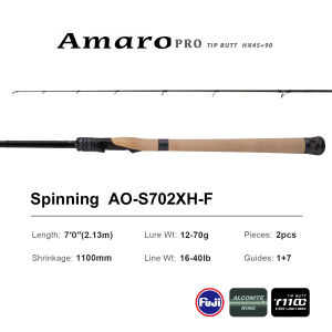 PURELURE Amaro Pro 10-80g 8ft Cần quay dành cho cá vược thanh carbon cao cần câu dài chuyên ném xa phụ kiện FUJI cần câu du lịch kiểu casting.