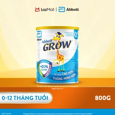 Lon Sữa Bột Grow 0+ 800g cho trẻ 0-12 tháng