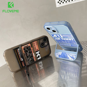 FLOVEME Air Ticket Snow Mountain Travel Flight Phone Case For iPhone 13 12 11 Pro Max X XS Max XR 7 8 Plus Folding Bracket Stand Shockproof Back Cover