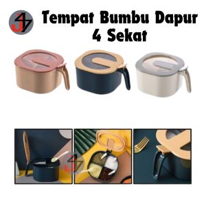 Tempat Bumbu 4 Sekat / Kotak Bumbu Dapur 4 in 1 Food Grade / Wadah Penyimpanan Garam Micin Merica