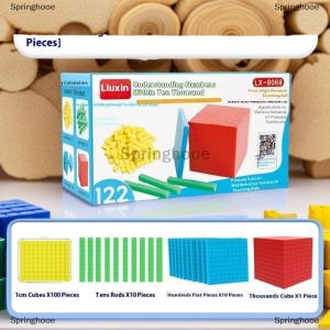 [COD] Springhooe 1 Set Kids Math Plaything Ten Hundred Thousand Blocks Complete Kit Math Blocks Plastic Base Toys Counting Cubes Games