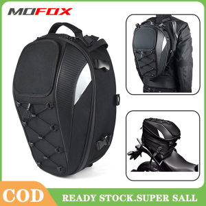 Seekiny Motorcycle Black Tail Bag Seat Bag Dual Use Motorcycle Waterproof Helmet Bag for Motorbike Storage Bags Tail Pack Reflective Scalable Motorbike Travel Luggage Bag Helmet Pack