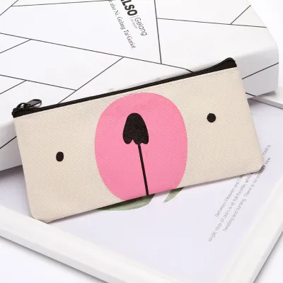 Tempat Pensil Pulpen Kain Kanvas Karakter Hewan Lucu Kotak Pensil Serbaguna Motif Animal Dompet pouch make up kosmetik wanita