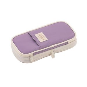 Jonathansdg pencil box pencil cases boxes pencil case aesthetic Double Zip Kawaii Pencil Cases Retractable Macaroon Pencil Holder Box Stationery Supplies Large Capacity Expandable Pencil Case School Supplies