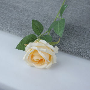 Rose Single Kain - Bunga Mawar 1 Tangkai Panjang 50 CM Satuan Kain Artificial untuk Hiasan Kamar Cafe Buket Rumah Ruang Tamu dan Dekorasi Pernikahan Pelaminan Wedding Artifisial Murah Import Berkualitas