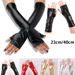 LIWU 1 Pair Bề  bóng loáng Găng tay không ngón Phong cách Punk  Găng tay bảo hộ  Da giả Găng tay da sơn mài Trang phục hóa trang Halloween