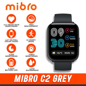 MiBro C2 Grey | Smartwatch | 1.69" Full HD | 20 Sports Mode | Stress Monitoring |Heart Rate Monitoring| 2 ATM Waterproof