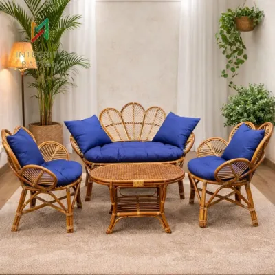 Sofa Daun Fullset Rotan Alami Minimalis Furniture Aesthetic Full Fhinising