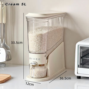 SG[Stock] Automatic Rice Dispenser 10KG 5KG with Measuring Cup Sealed Transparent Grain Cereal Storage Box Space Saving