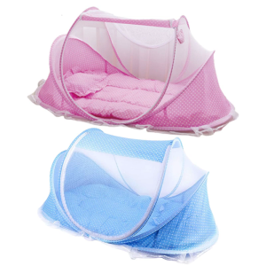 ตลับพับเก็บได้ตาข่ายเตียงเด็กทารกกันแมลงวันพร้อมหมอนแผ่นรองนอนและผ้าฝ้าย3ซม. สำหรับทารกแรกเกิด