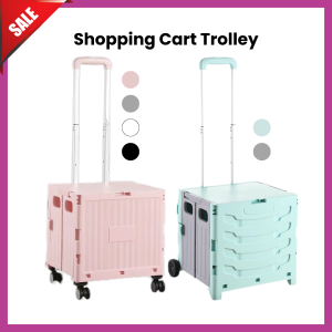 45L Foldable Shopping Cart Trolley with 2/4 Wheels- Large Capacity Cart Lightweight Cart Easy to Carry Cart Troli Beli-belah Lipat 45L dengan 2/4 Roda 带轮置物推车