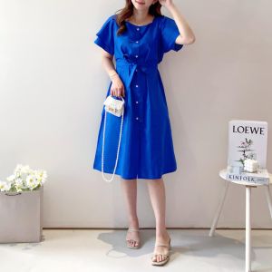 SJM DRESS KASUAL WANITA KOREA STYLE KATUN POPLIN LENGAN PENDEK FREE BELT 13