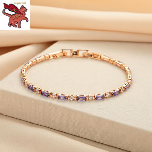 18K Saudi Gold Pawnable French Moissanite Purple Diamond Crystal Zircon Bracelet for Women