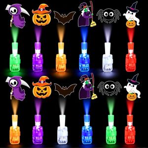 Jbmbhc LED Ngón Tay đèn chiếu 6 họa tiết giáng sinh Mini Glow Nhẫn Đồ Chơi Cho Trẻ Em trang trí tiệc Santa Claus Snowman Tuần Lộc Chuông