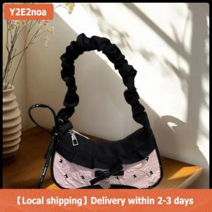 【Local shipping】 Túi kẻ sọc mới xếp li màu tương phản Túi Đeo Vai xu hướng đơn giản phù hợp với Đơn Đá nghiêng Túi Chéo Đi lại túi vuông nhỏ