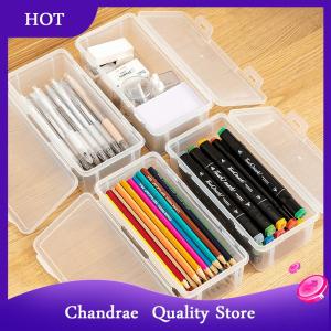 [Chandrae] กล่องใส่เครื่องสำอางกล่องใส่ดินสอโปร่งใสที่ใส่แปรงอายแชโดว์แบบบลัชออนที่เก็บเครื่องเขียนบนโต๊ะ