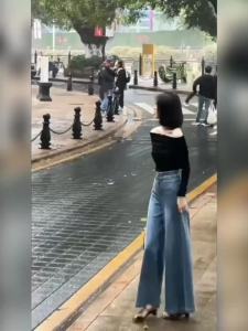 Fashionable Temperament Lazy Super Wide Leg Denim Culotte Womens Small Loose Slimming Sense of Design Mop Pants Fashion Sem