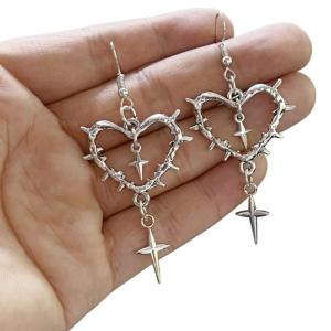 Sweet Cool Dangle Earrings Fashion Heart Star Bead Pendant Earrings Temperament Drop Earrings Punk Style Woman