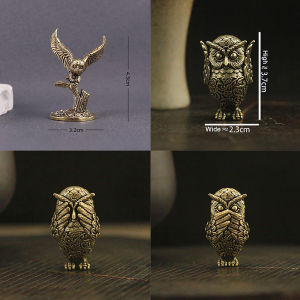 [caichuitan] 1pcs Retro Đồng động vật trà Pet Máy tính để bàn trang trí cổ Rắn Đồng Owl thu nhỏ bức tượng nhỏ trang trí nội thất thủ công