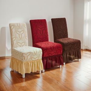 FORESTRY Elastic Jacquard Skirted Chair Cover Dustproof Full Wrap Seat Cover Practical Non-slip Dinning Chair Protective Case  Room
