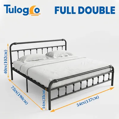 Iron Frame Bed Single/Twin/Double/Queen/King Modern Minimalist Thickened Steel Frame Black Sturdy