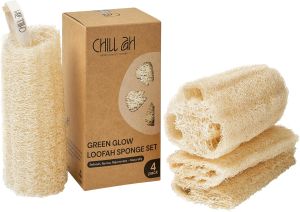 Bộ miếng bọt biển xơ mướp Chill Ah Green Glow – 100% thành phần từ thực vật không chứa thuốc nhuộm có thể phân hủy sinh học không gây trầy xước được làm thủ công tại Việt Nam (gồm 2 miếng).