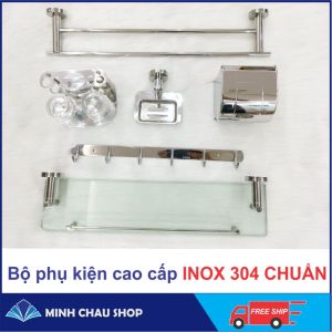 Bộ phụ kiện gương nhà tắm cao cấp inox 304