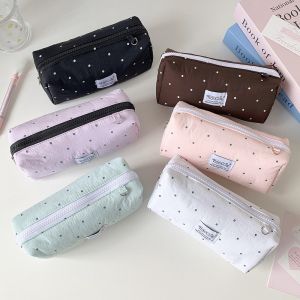JOMEY Pencil Pouch Y2k Dots Pencil Case  Storage Large Capacity Korean Style Pen Bag Cosmetic Bag Multi-functional Cloth Stationery Bag Stationery Holder