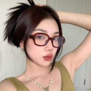 Korea Modern Retro Narrow Oval Rectangle Frame Leopard Anti Blue Light Eyeglasses for Women and Men