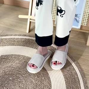[Free Shipping] Japanese-style linen slippers for women suitable for all seasons indoor non-slip silent for home and office cotton-linen slippers for women spring and summer