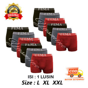 YASMINE01 - PAKET 12 PCS Celana pendek pria/ Boxer pria FEMA / celana pantai/ celana pendek pria/ celana surfing/ celana dalam pria/ Boxer premium/ celana kolor/ celana pendek