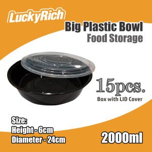 LuckyRich - Big Plastic Bowl 15pcs 2000ml with tight lid cover - Big bowl Food storage