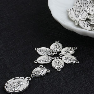 Diyalo 8Pcs Rosary Parts to Make Seven Sorrows Rosary Seven Sorrows Medals Set Catholic Chaplet Medals Centerpiece Accessories