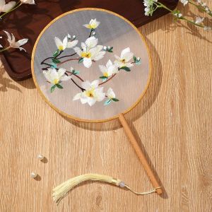 Circular fan double-sided embroidery ancient style fan Suzhou embroidery Chinese style childrens small round fan dance fan