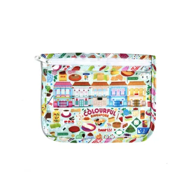 Singapore Souvenir Travel Pouch – (3 designs) Jalan Landmark Architecture Makan Hawker Katong Shophouse