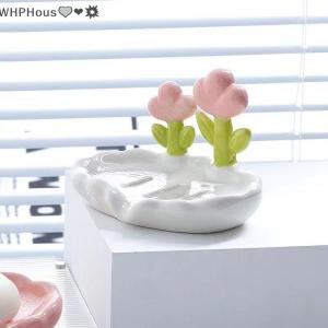 WP💓💛💖 Creative Floral Soap Box Draining Non-slip Soap Dish Bathroom Accessories Sea White Soap Holder For Home Bath