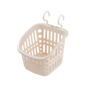 HENRYQ Plastic Hanging Storage Basket White Stretchable Bath Basket Portable with Hook Sundries Hanging Basket Kitchen