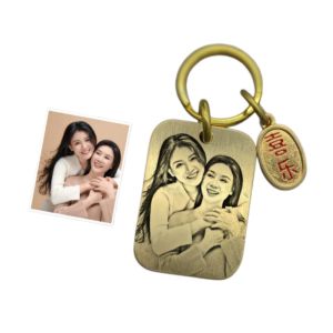 Personalized Brass Keychain Custom Photo Engraved Keepsake (One-Side) for Gifts Pet Memorials & Loved One