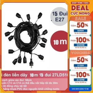 Dây điện trang trí ngoài trời dài 10m 15đuôi bóng led bộ dây đèn chống nước trang trí decor đèn led quán cà phê-08520004